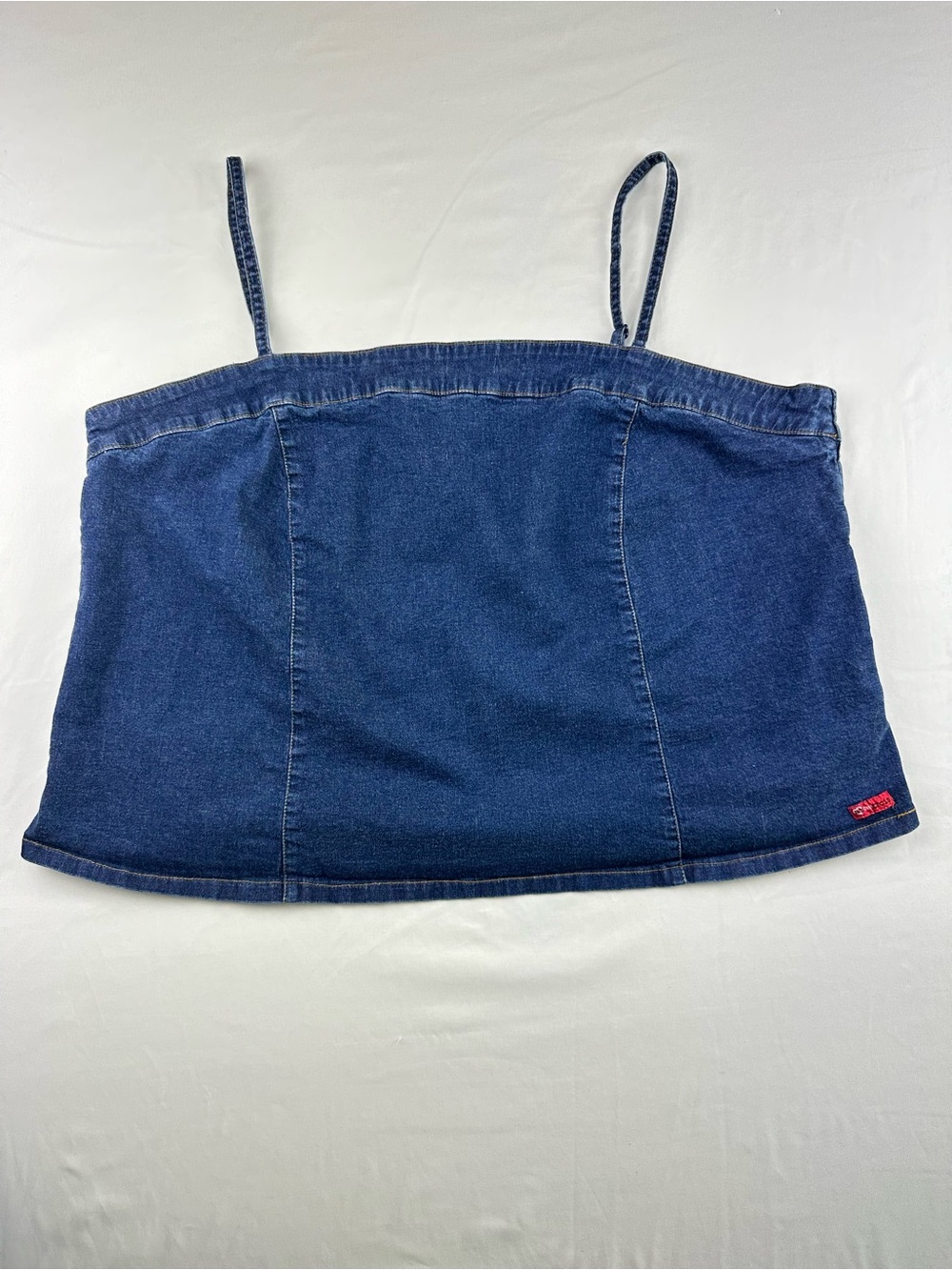 Y2K Medium Wash Denim Corset Tank Top Cami Bustier Boho Cottagecore Cropped 26